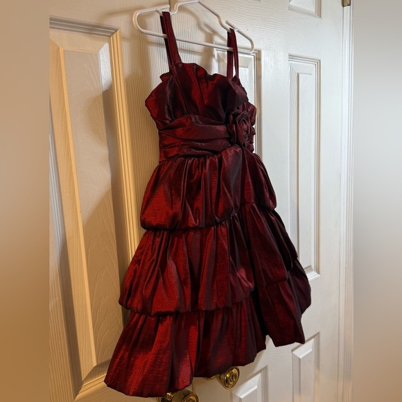 Elegant Burgundy Kids Dress - Picture 2 of 5